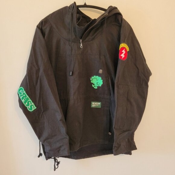 Black Hooded Jacket with Patches - Picture 2 of 9